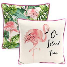 Jordan Manufacturing On Island Time Flamingo Outdoor Throw Pillow