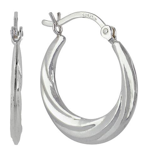 Sterling Silver Lightweight Textured Hoop Earrings