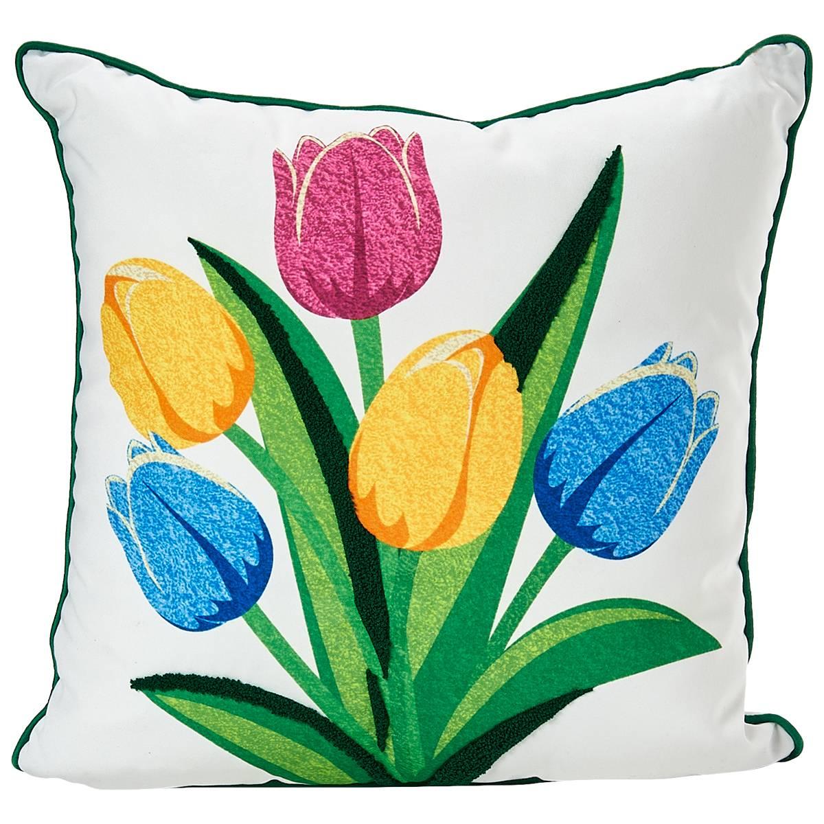 Multi Tulips Decorative Pillow - 18x18