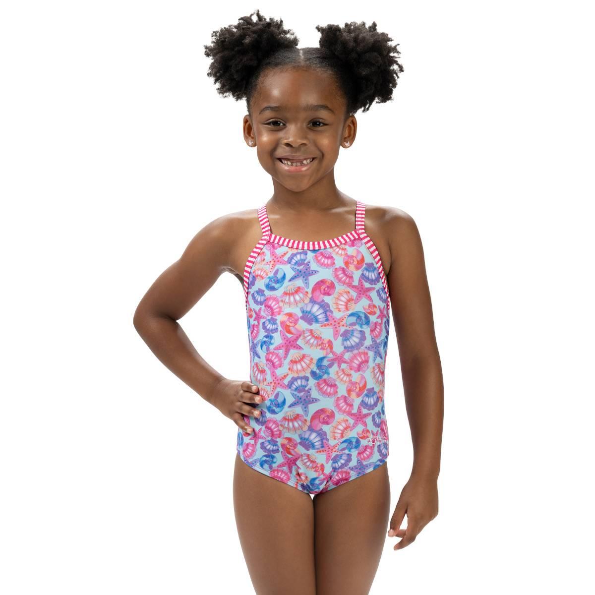 Girls (4-6x) Dolfin(R) Fin Floats Criss-Cross One Piece Swimsuit