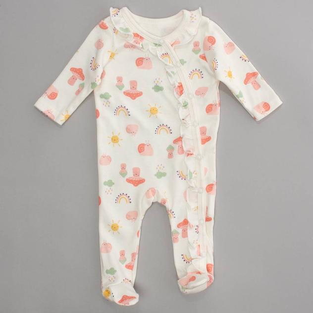 Baby Girl (NB-9M) Mini Hop Rainbow Snail Mushroom Ruffle Pajamas