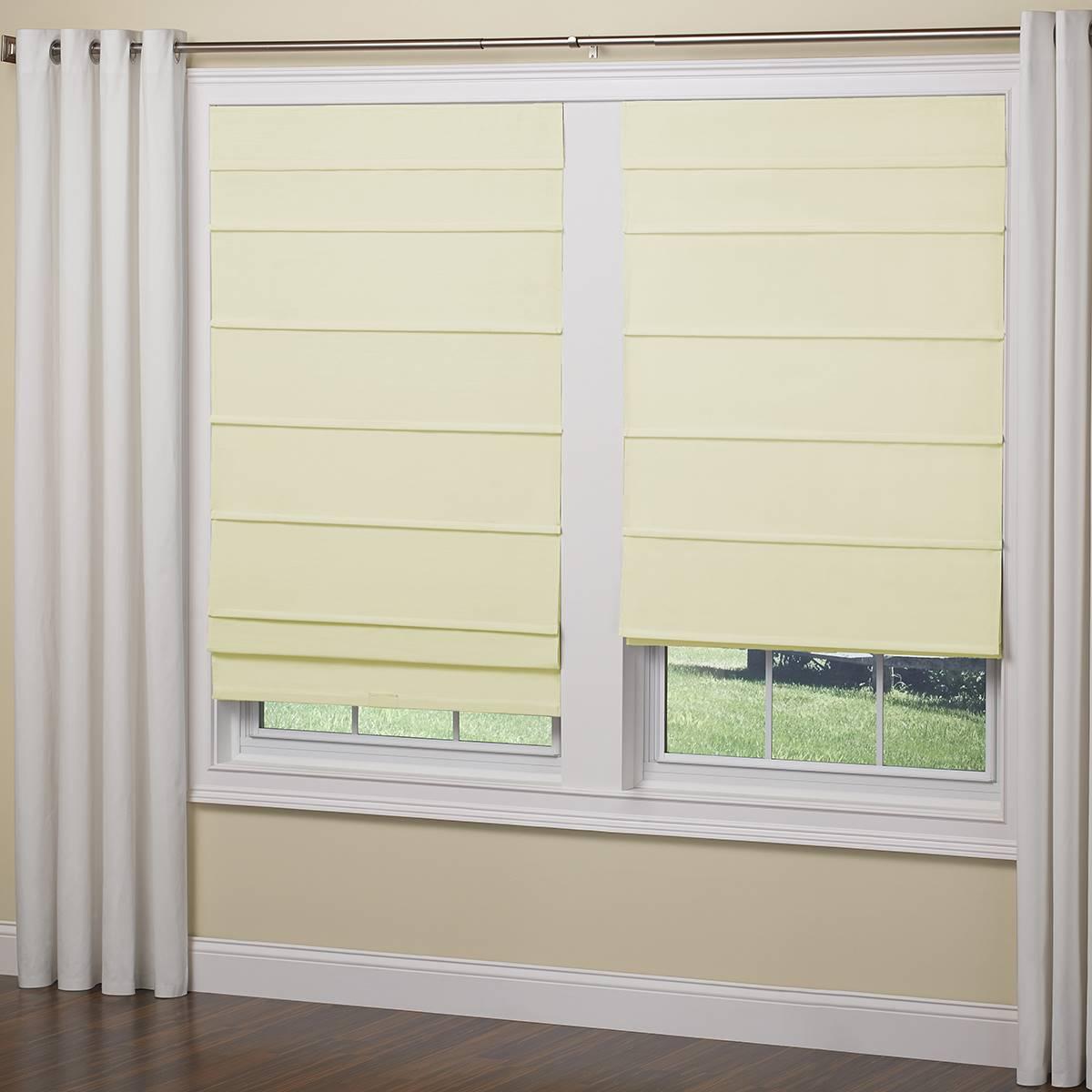 5in. Textured Fabric Roman Cordless Shades - Ivory
