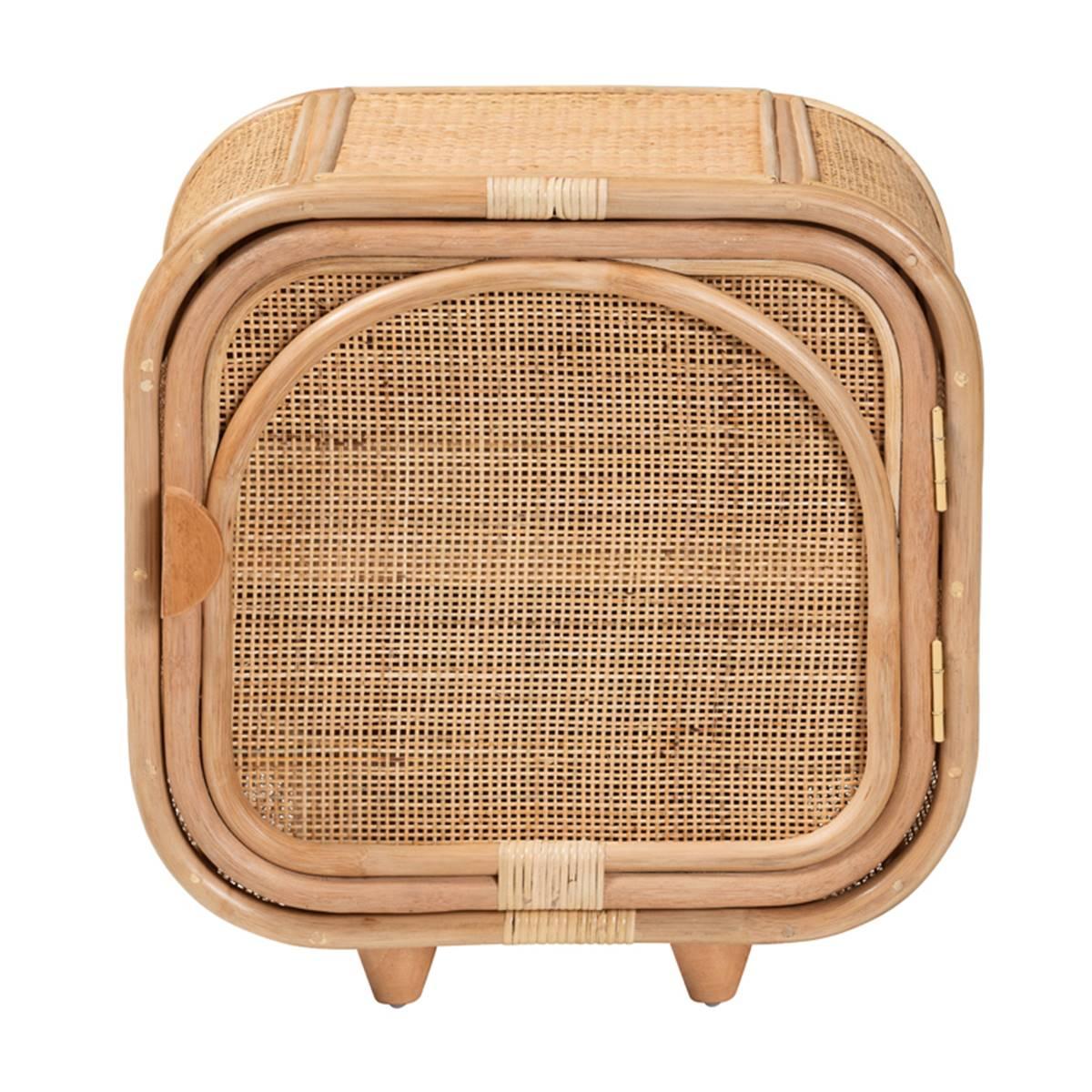 bali & pari Keita Bohemian Natural Rattan Nightstand