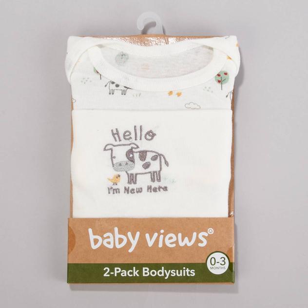 Baby Unisex (NB-9M) baby views® 2pk. Farm Bodysuits