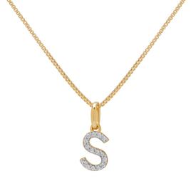 Gianni Argento Two-Tone Lab White Sapphire Initial S Pendant