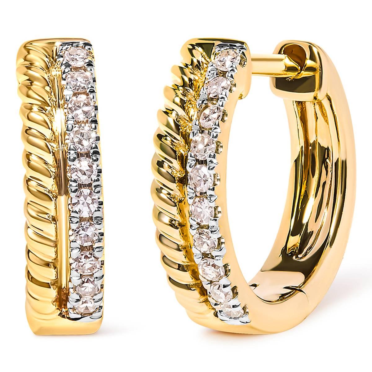Haus of Brilliance 10kt. Gold 1/10ctw. Diamond Huggy Earrings