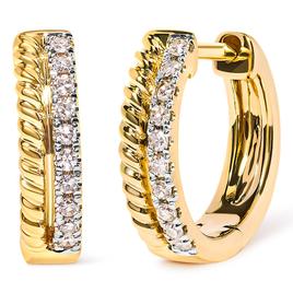 Haus of Brilliance 10kt. Gold 1/10ctw. Diamond Huggy Earrings