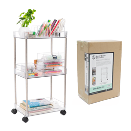 J&V Textiles Chrome Clear Acrylic 3 Tier Cart