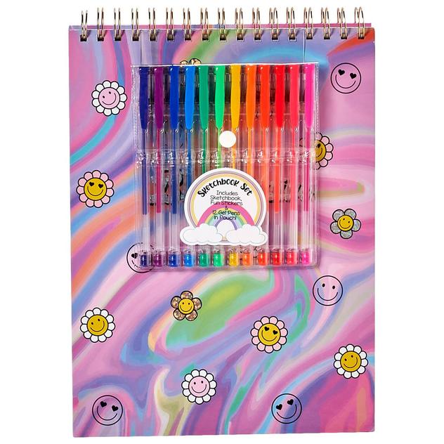 Girls Votum Marble Spiral Sketchbook w/Gel Pens & Stickers