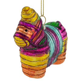 Northlight Pinata Donkey Bohemian Style Glass Christmas Ornament