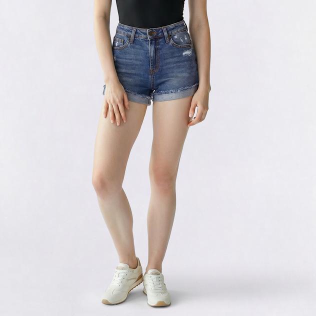 Juniors Celebrity Pink Ultra High Rise Flip Cuff Shorts- Hendrina