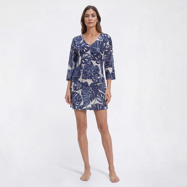 Womens J Valdi Monstera V Neck Tunic Swim Cover Up