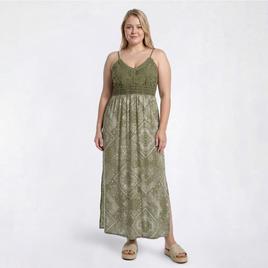 Juniors Plus Derek Heart Maxi Dress with Side Slit Lace Bodice