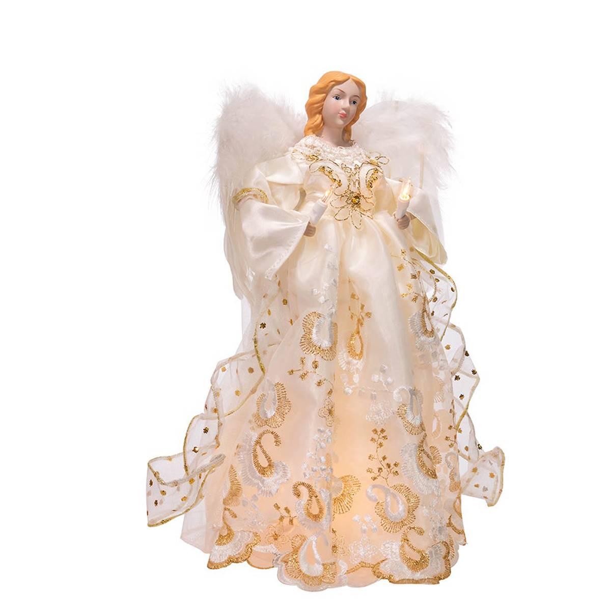 Kurt Adler UL 10-Light 14in. Gold Angel Treetop