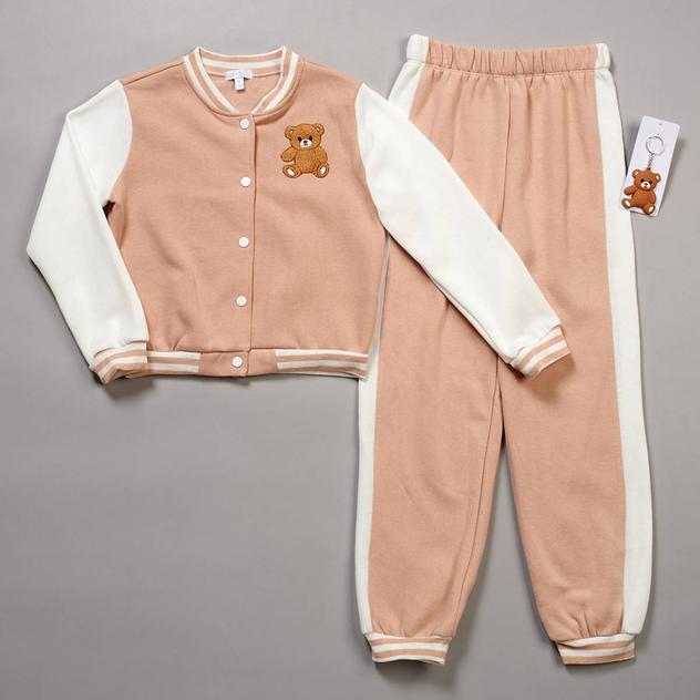 Girls (7-12) BTween® Chenille Bear Varsity Jacket & Joggers Set