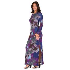 Womens 24/7 Comfort Apparel Purple Paisley Side Slit Maxi Dress