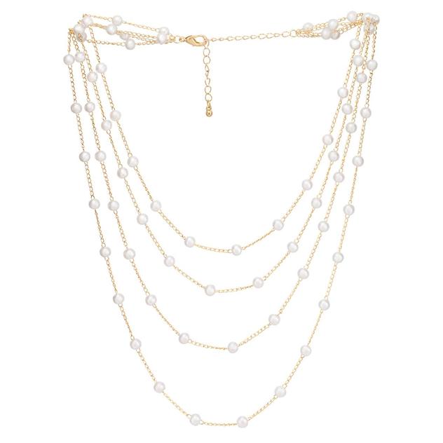 Design Collection Gold-Tone Pearl Multi-Strand Necklace