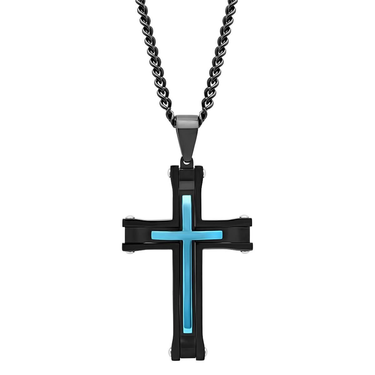 Mens Gentlemen's Classics(tm) Stainless Steel Cross Pendant Necklace