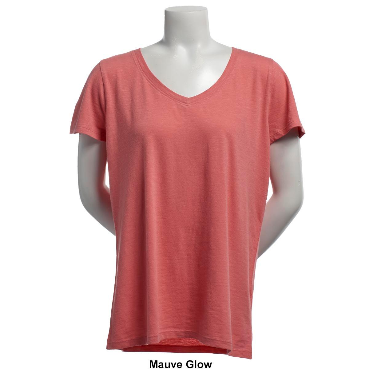 Petite Architect® Short Sleeve Slub V-Neck Tee