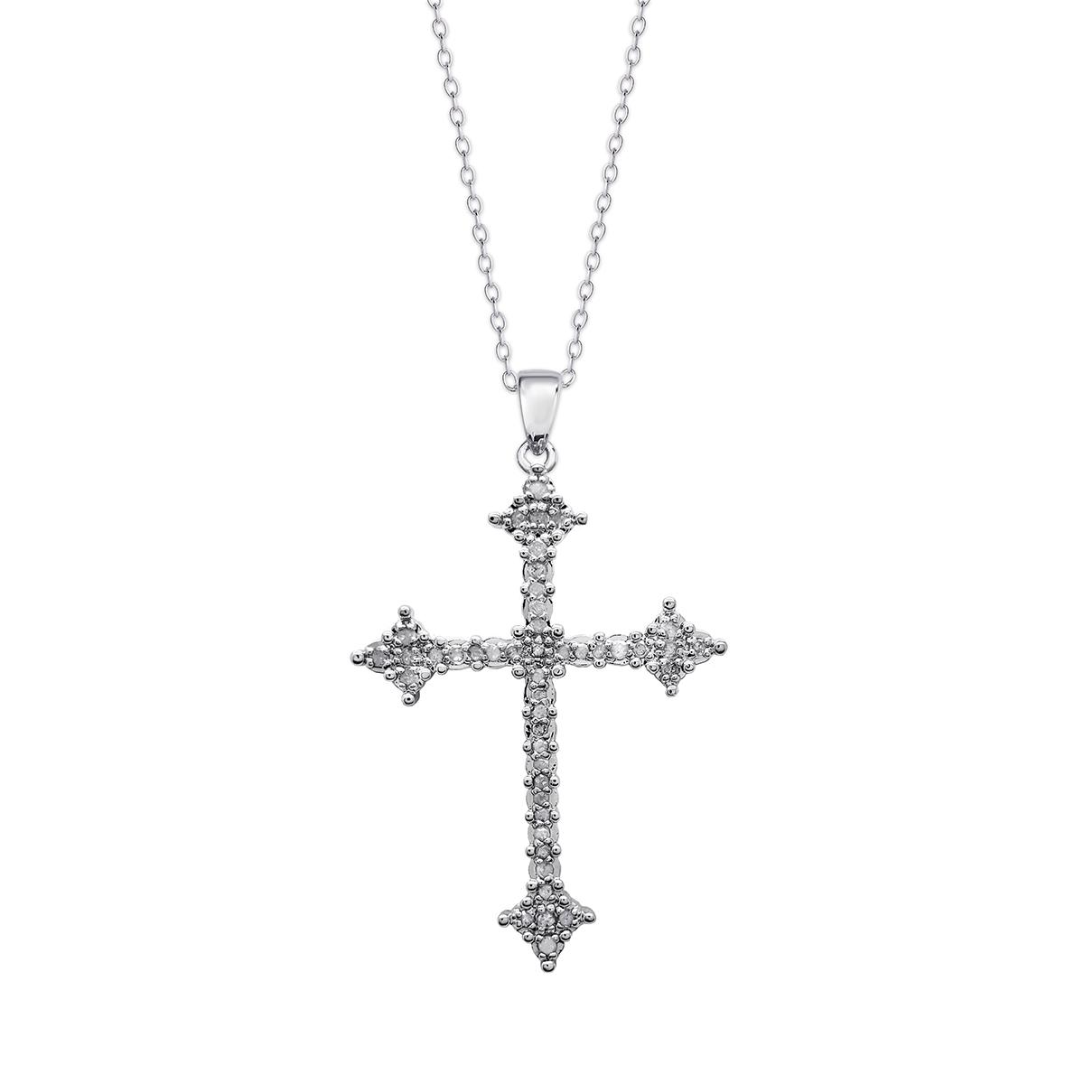 Gianna Argento Silver Plated 1/4ctw. Diamond Cross Pendant