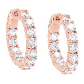 Rose Plated & Cubic Zirconia Hoop Earrings