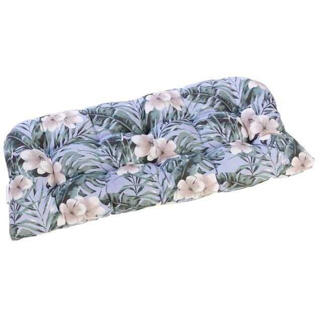 Jordan Manufacturing Floral Wicker Settee Cushion - Pale Blue