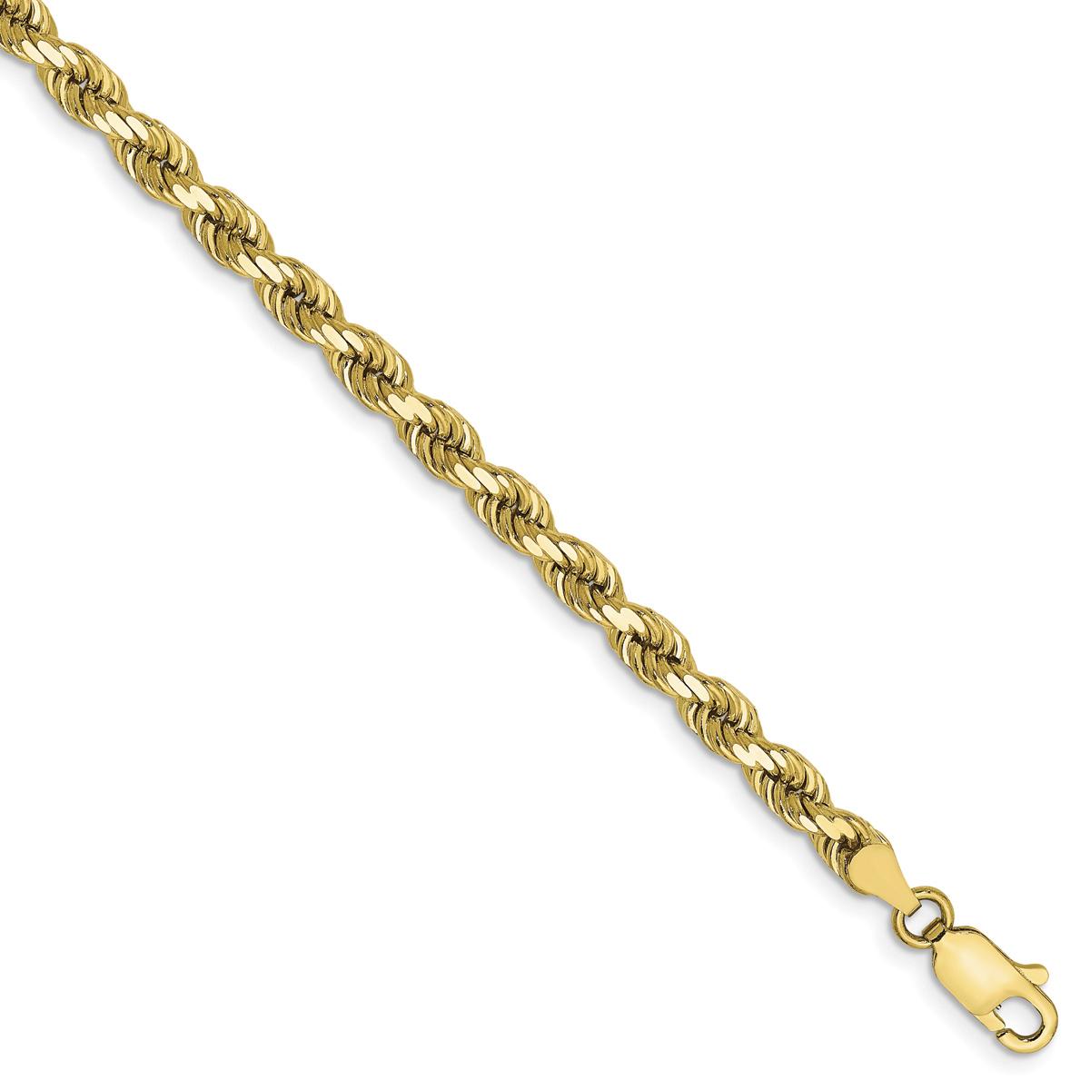Mens Gold Classics™ 10kt. 4mm 9in. Semi-Solid Rope Chain Bracelet