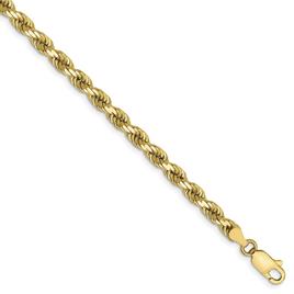 Mens Gold Classics™ 10kt. 4mm 9in. Semi-Solid Rope Chain Bracelet