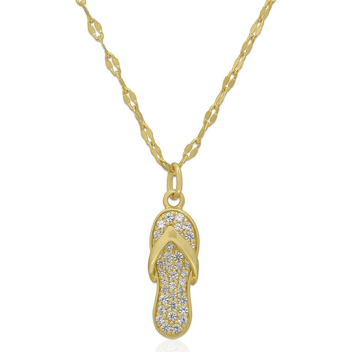 Gianni Argento Lab Grown White Sapphire Flip-Flop Pendant