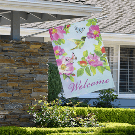 Northlight Welcome Hummingbird Floral Outdoor House Flag