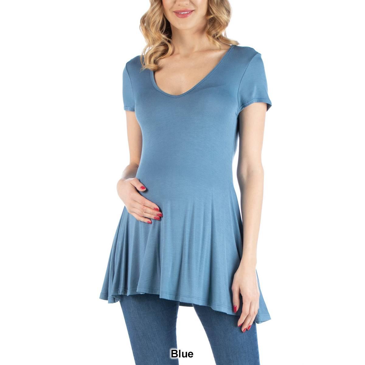 Womens 24/7 Comfort Apparel Cap Sleeve Tunic Maternity Top