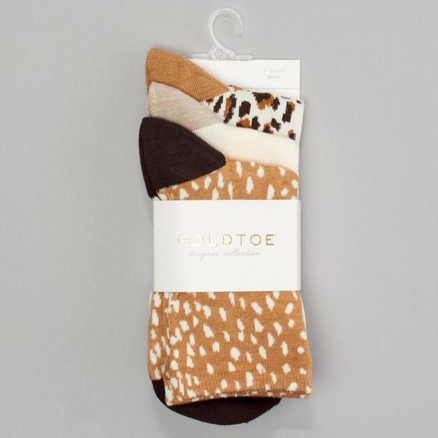 Womens Gold Toe® 3pk. Animal Print Midi Socks