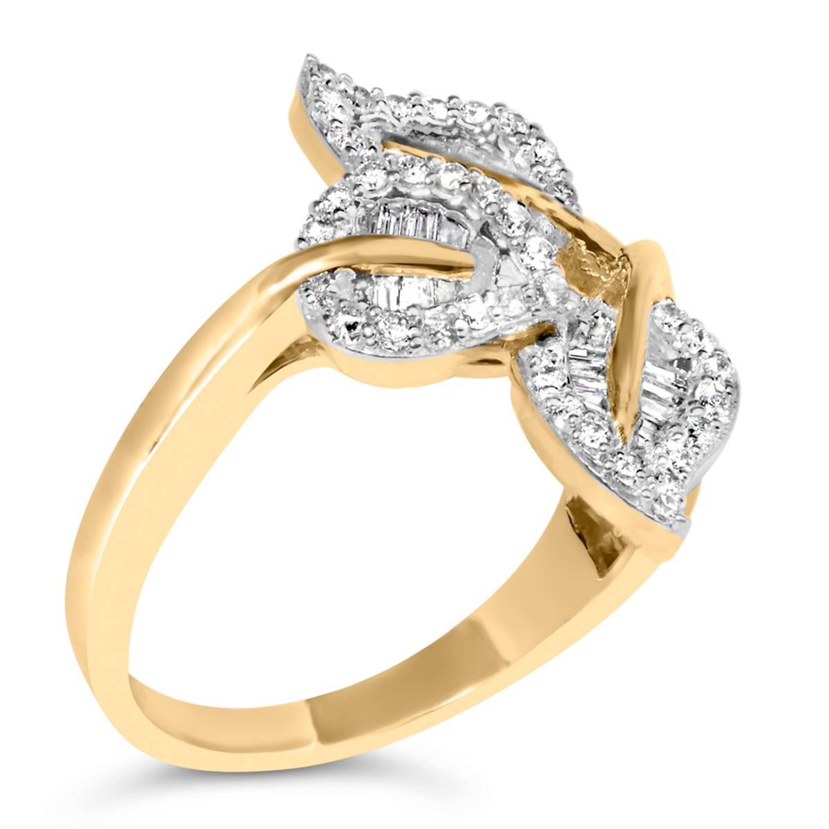 Haus of Brilliance 18kt. Gold Plated 1/2ctw. Diamond Leaf Ring