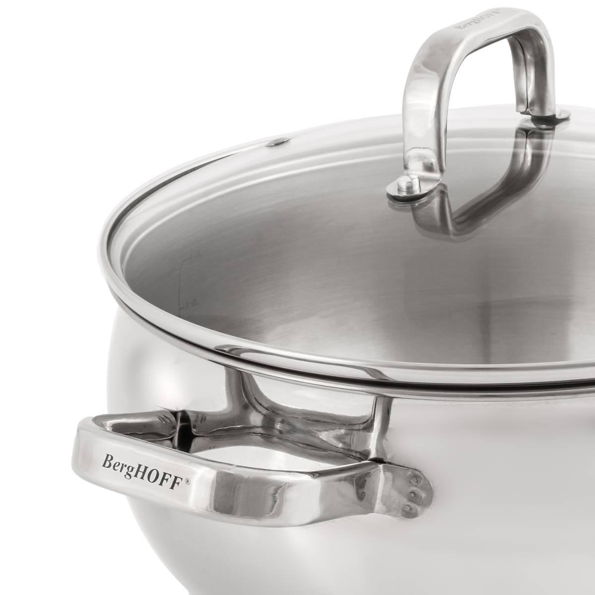 BergHOFF Belly Shape 18/10 Stainless Steel Stockpot w/ Glass Lid