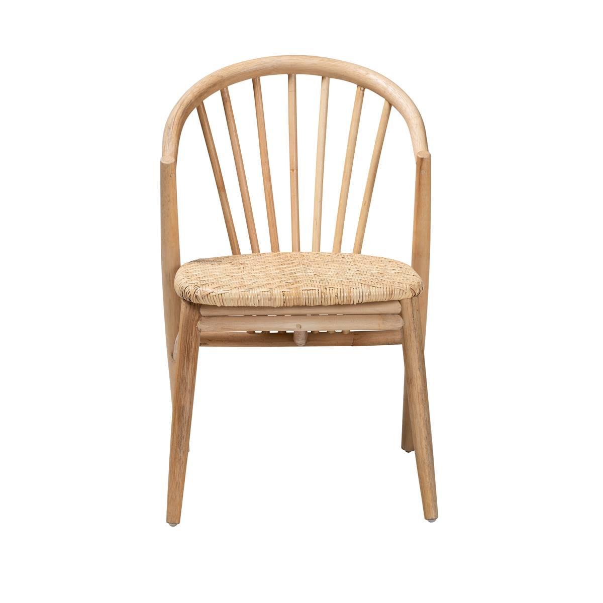 Baxton Studio Kobe Natural Brown Wood & Rattan Dining Chair