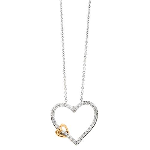 Diamond Classics(tm) 1/10ct 10ky Over Sterling Silver Heart Necklace