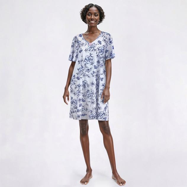 Womens Carole Hochman Short Sleeve Floral Nightshirt