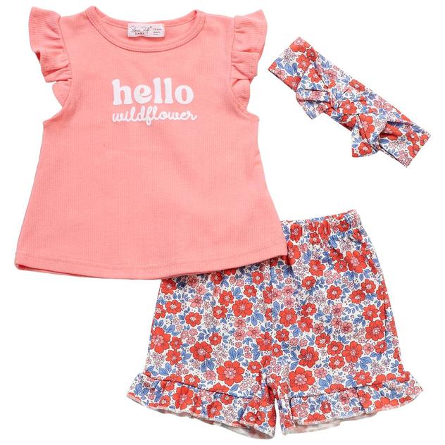 Baby Girl (12-24M) René Rofé® 3pc. Wildflower Shorts Set