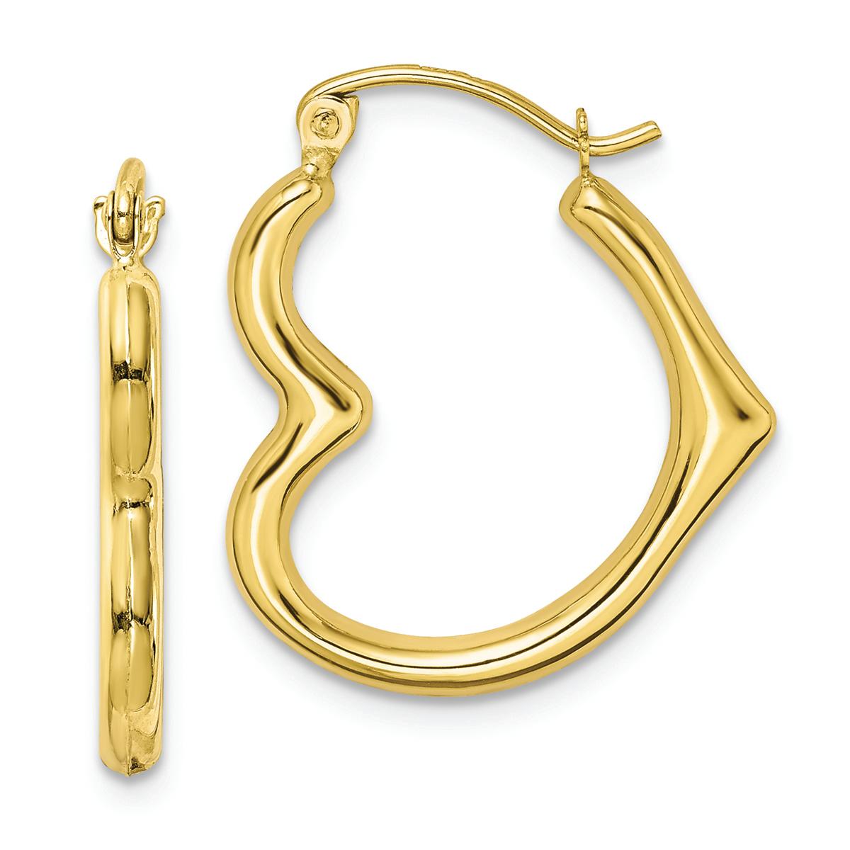 Gold Classics(tm) 10kt. Hollow Heart Shape Hollow Hoop Earrings