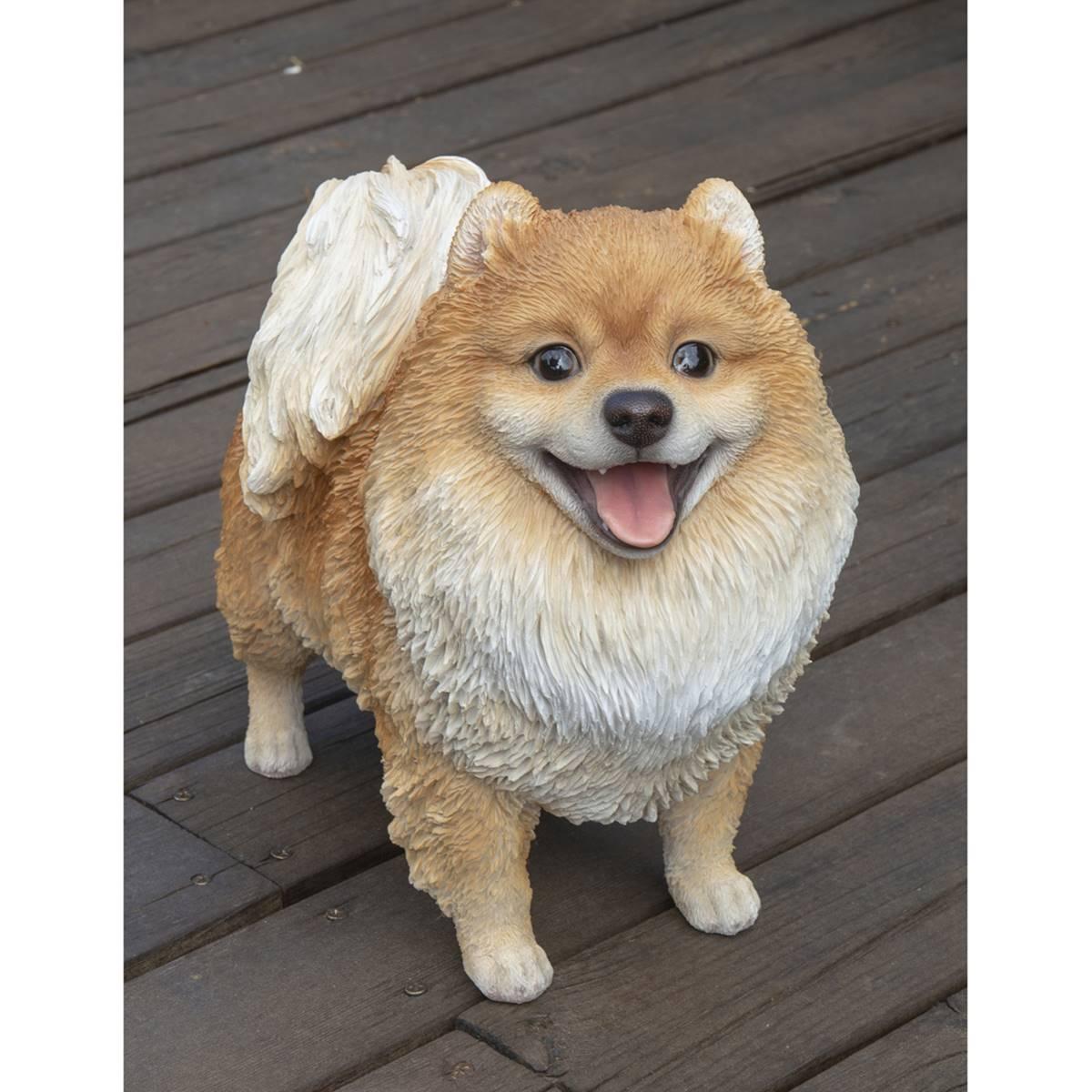 Hi-Line Gift Medium Standing Pomeranian Garden Statue