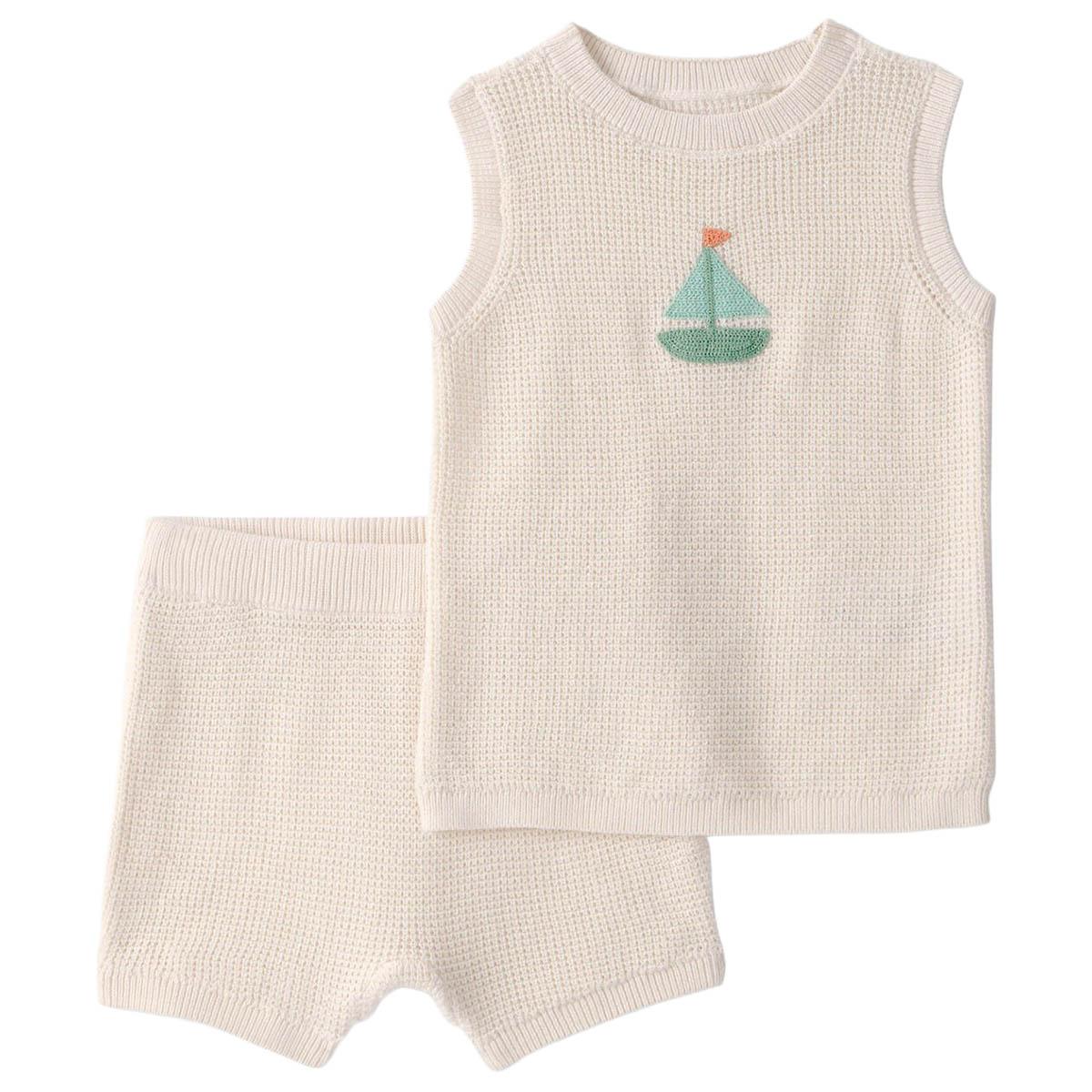 Baby Boy (NB-12M) Carter''s Sailboat Crochet Top/Short Set