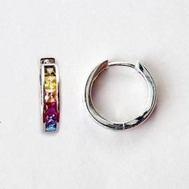 Splendere Rainbow Cubic Zirconia Huggie Hoops