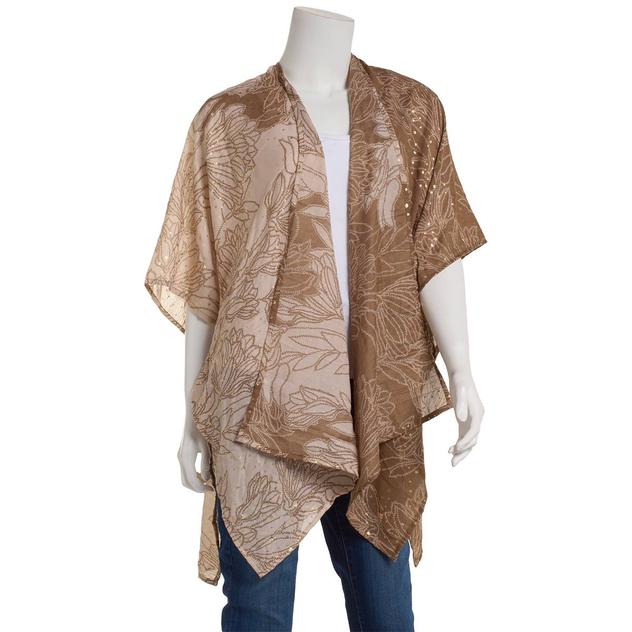 Womens Anne Klein Floral Foil Dotted Kimono