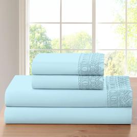 Bamboo Comfort Bamboo Lace Crochet Embroidery 4pc. Sheet Set