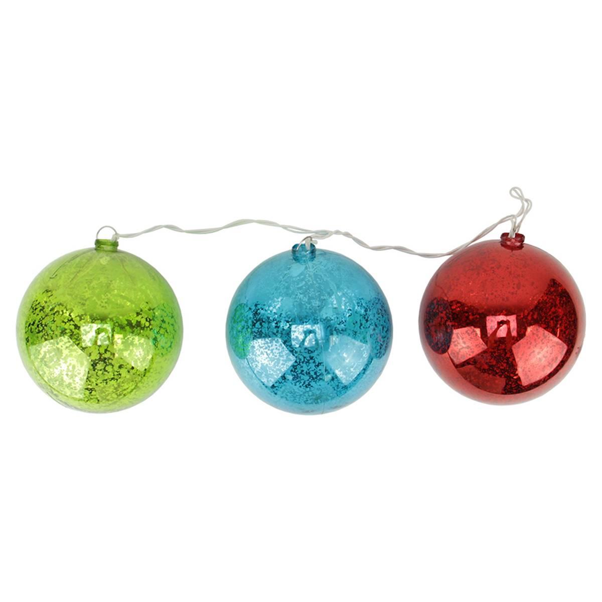 PENN 3ct. Lighted Multi-Color Glass Ball Christmas Ornaments