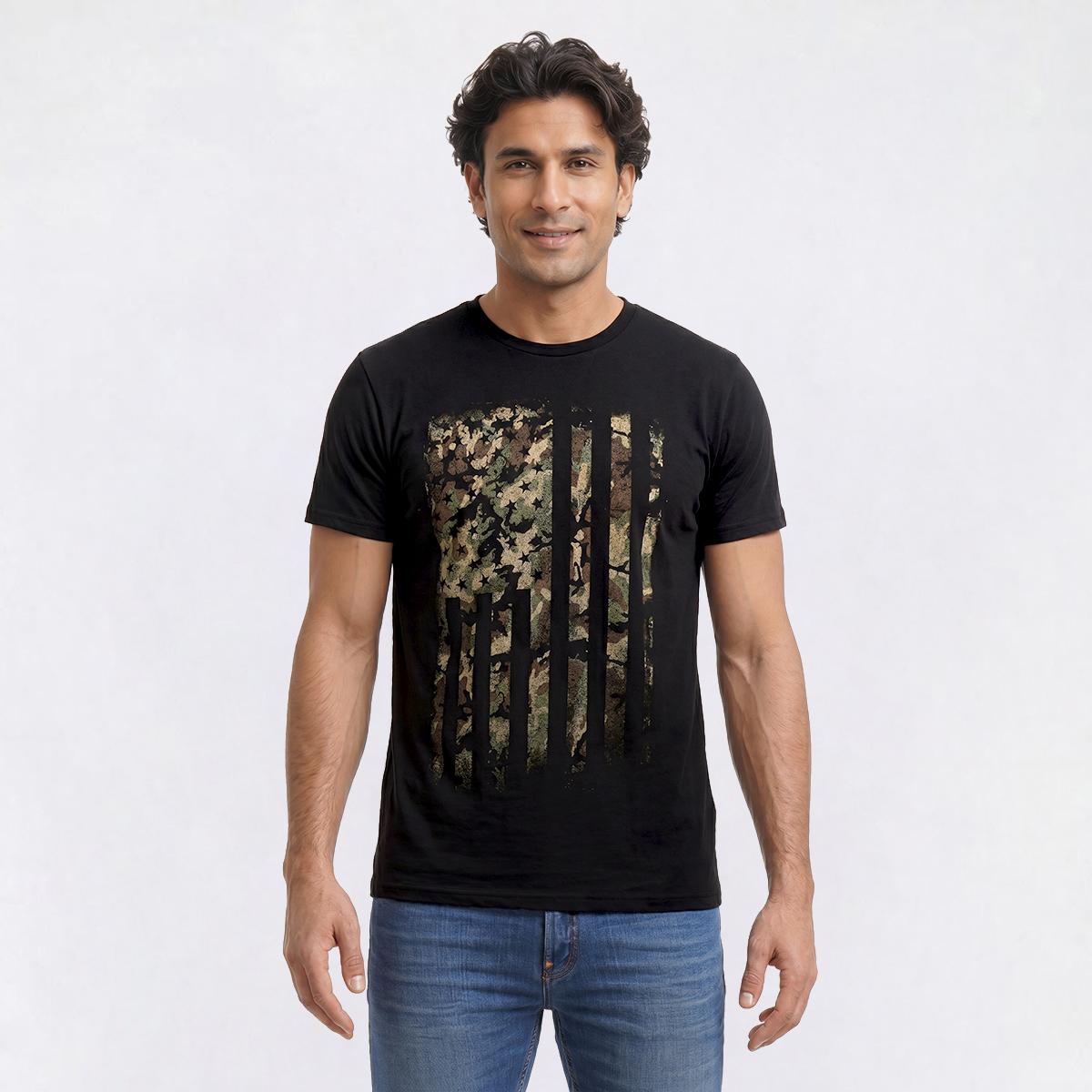 Mens Home of the Brave Camo Warrior Graphic Tee