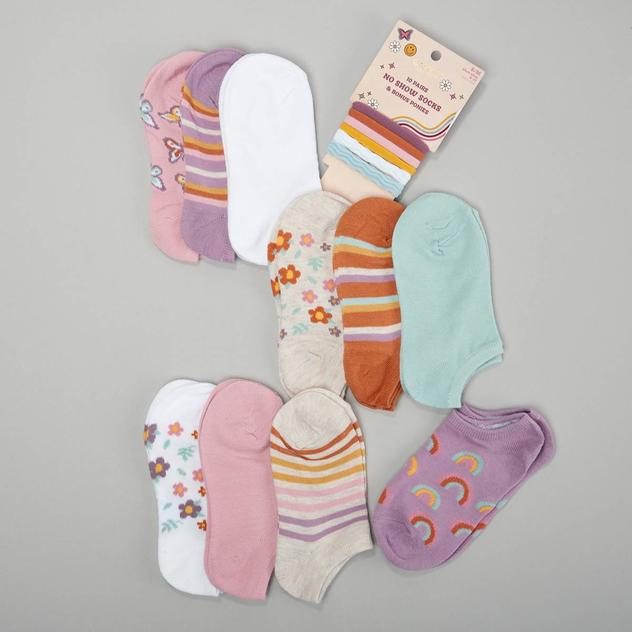 Girls Capelli® New York 10pk. Mixed Design No Show Socks & Ponies