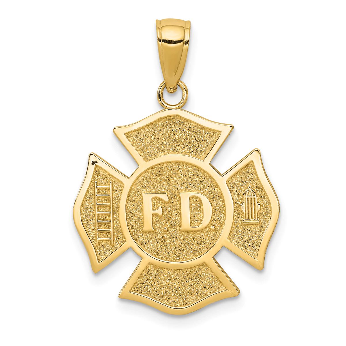 Unisex Gold Classics(tm) 14kt Gold Fire Department FD Badge Pendant