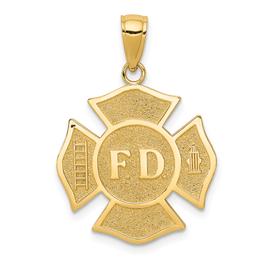 Unisex Gold Classics(tm) 14kt Gold Fire Department FD Badge Pendant