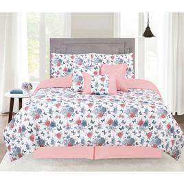 Olivia Parker Butterfly Floral 7pc. Reversible Comforter Set